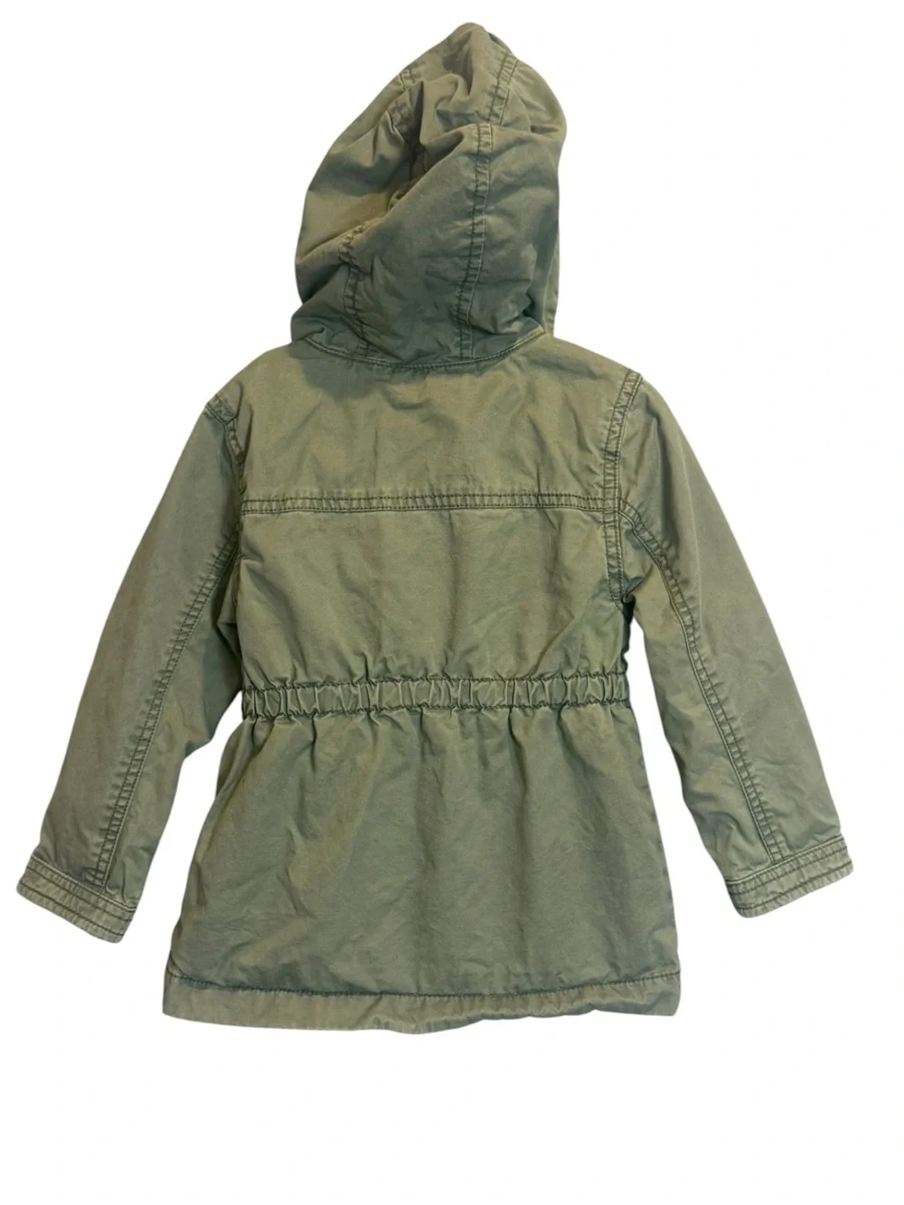 Old Navy Toddler Girl Twill Hooded Jacket Zip Pockets Olive Green Fall Size 3T
